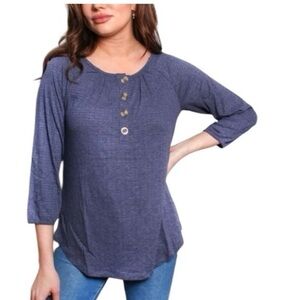 NWT/Reposh Combo Blue blue gray button down top. Casual. Boutique. Tunic.
